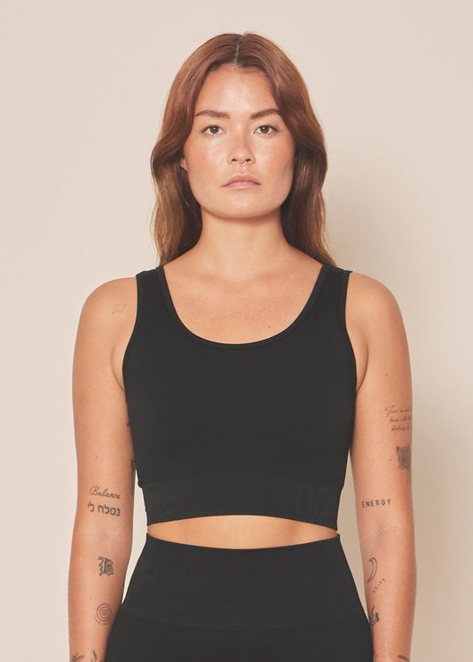 Moonchild Soft Rib Seamless Crop Top - Black Iris