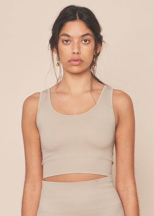 Moonchild Soft Rib Seamless Crop Top - Rain