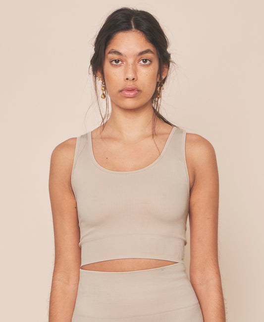 Moonchild Soft Rib Seamless Crop Top - Rain