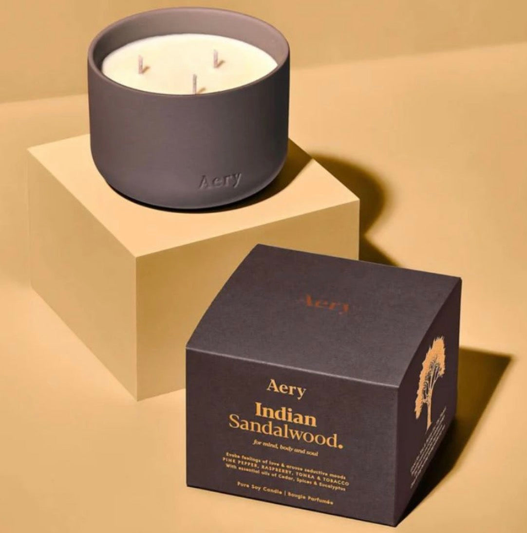 Indian Sandalwood Scented Candle by Aery Living
