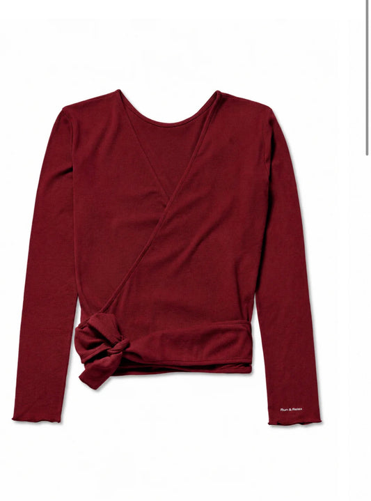 Basic Wrap Top - Deep Berry, Run & Relax