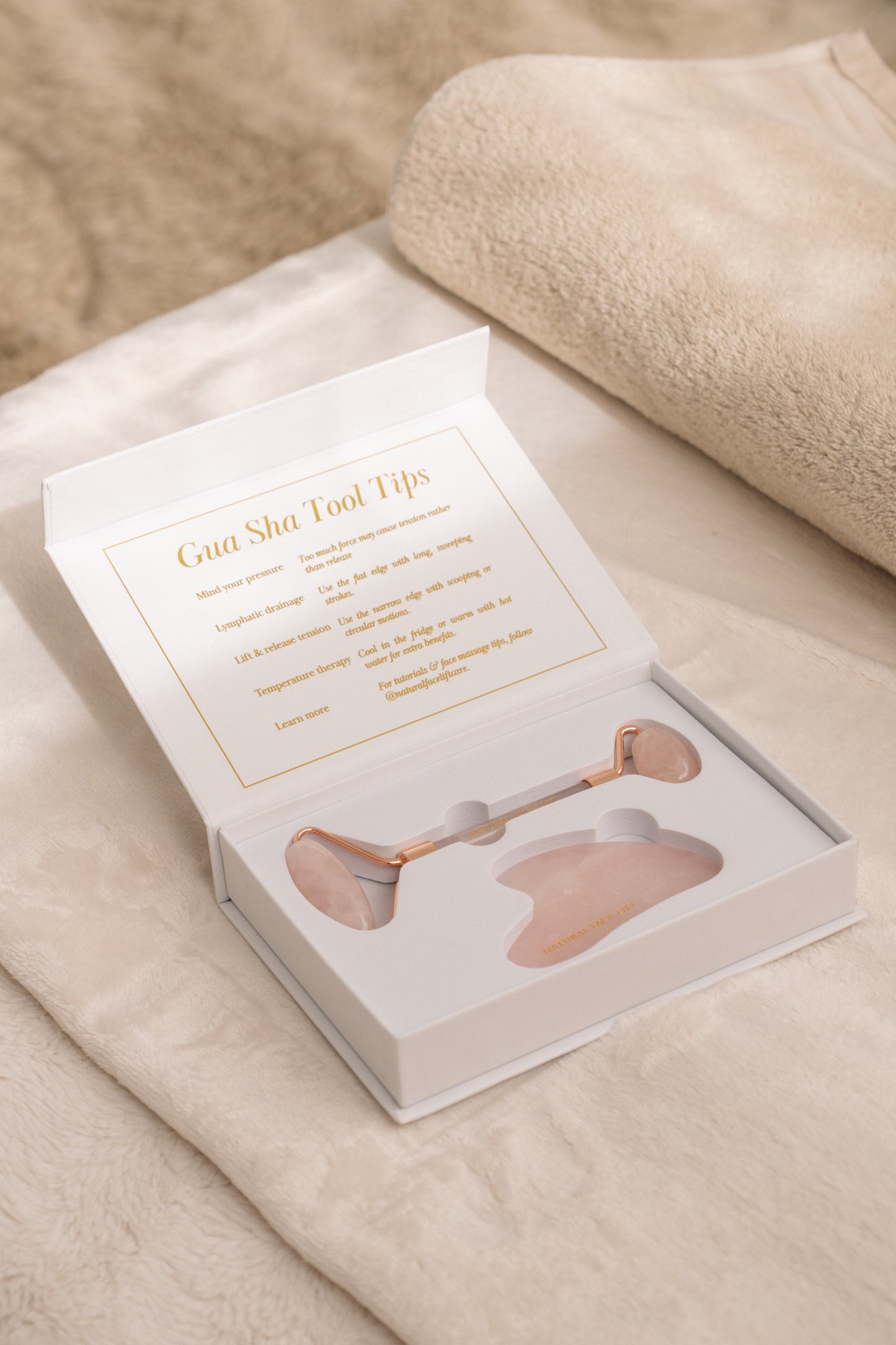 Rose Quartz Gua Sha & Roller Set