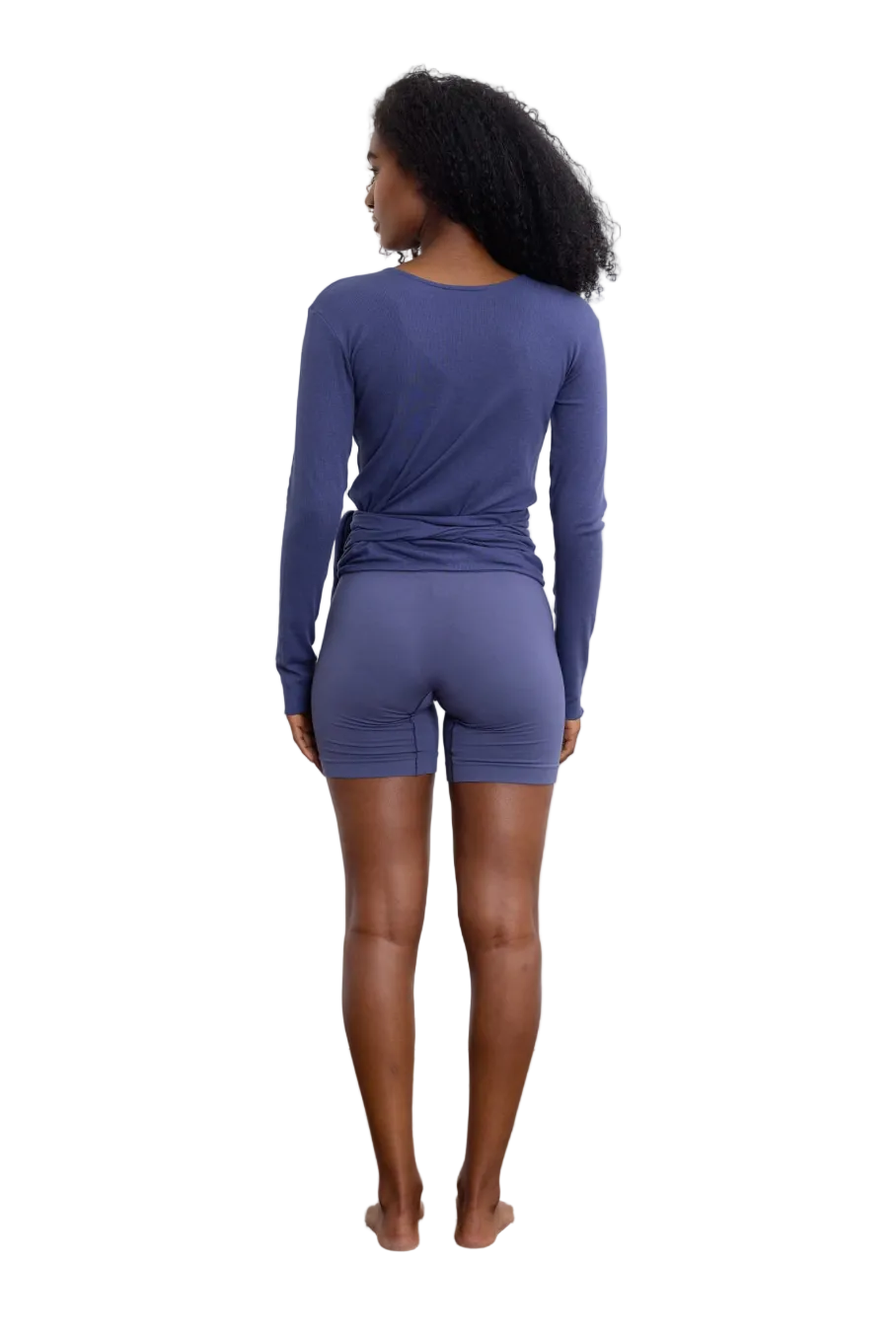 Basic Wrap Sweater - Washed Blue