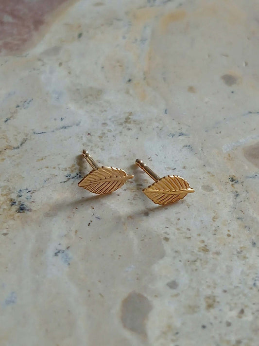 Golden Leaf Ear Studs sett  - Hippieme Jewelry