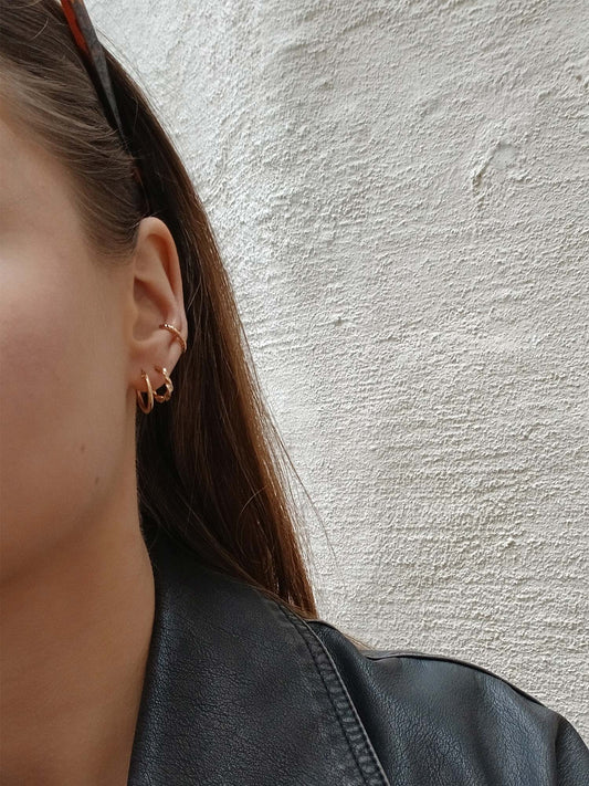 Golden hoops ørering sett - 14 mm - Hippieme Jewelry
